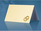 Tafel naamkaartje bruilofts receptie parelmoer wit met opgelegde gouden ringen - 25 stuks