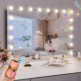 FENCHILIN Grand miroir de courtoisie Hollywood avec lumières Bluetooth de table mural 80*58CM