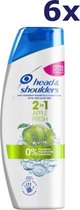 6x Head & Shoulders Shampoo - Apple Fresh 2 in 1 450 ml.
