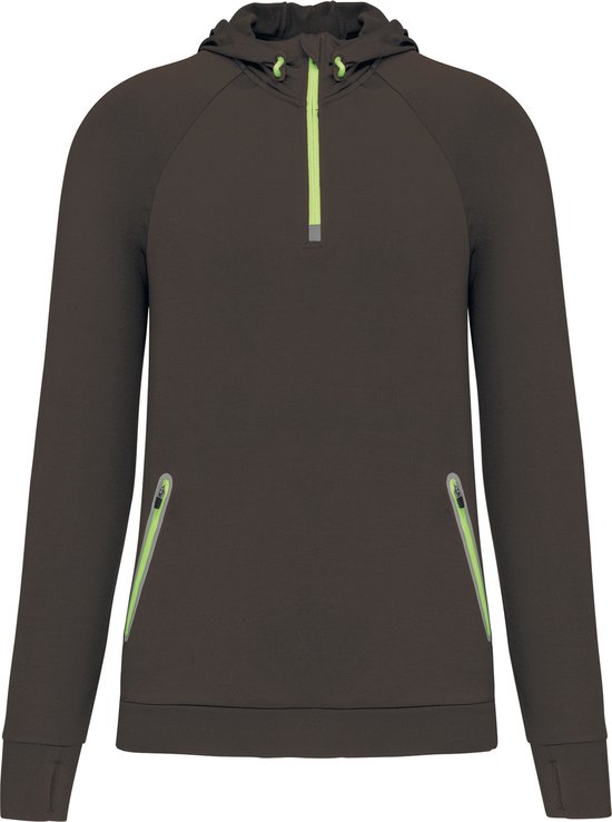 PROACT® Pull de sport unisexe avec capuche et fermeture éclair au cou PA360 - Gris foncé - XL