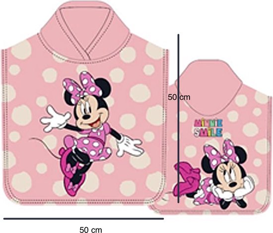 Disney Minnie Mouse Badponcho - Poncho - Sneldrogend - Roze - 50x100 cm (uitgevouwen) - One Size (ongeveer 2-5 jaar)