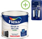Flexa Strak in de Lak Hoogglans - Buitenverf - gebroken wit - 2,5 liter + Flexa Lakroller - 4 delig