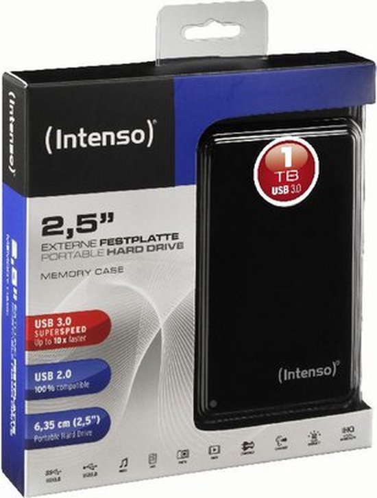 (Intenso) 2,5inch Memory Case 1 TB - Portable Externe HDD - 1TB - USB 3.2 Super Speed - Intenso