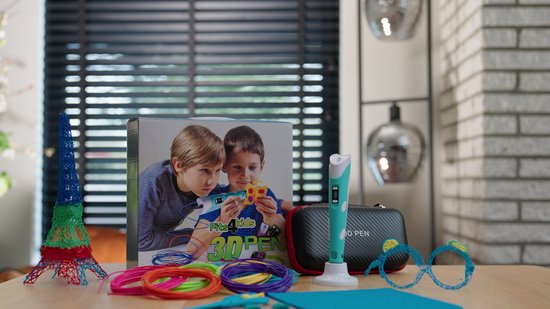 Fits4Kids® 3D Pen Starterspakket XXL - 140m Filament Vullingen - Inclusief E-Book - Opbergkoffer - Tekenmat - Tekenboek - Knutselen - Drawer - Blauw