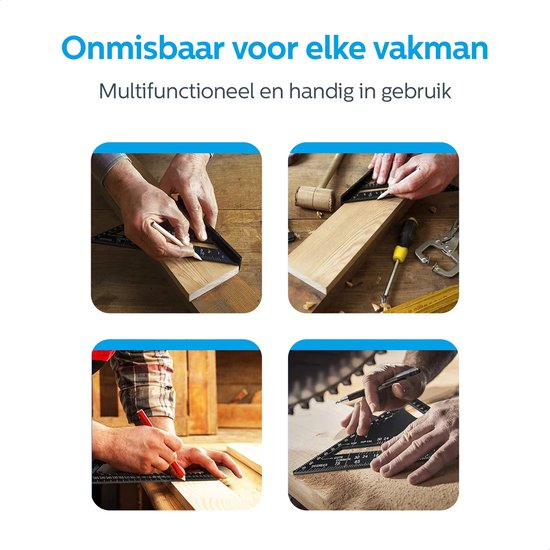 Detepo - Carpenter Mesure Driehoek - Carré Carré en Aluminium - Triangle 5 en 1 Degré - Zwart