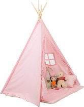 Tipi tent - speeltent - met vloermat en kussens – roze