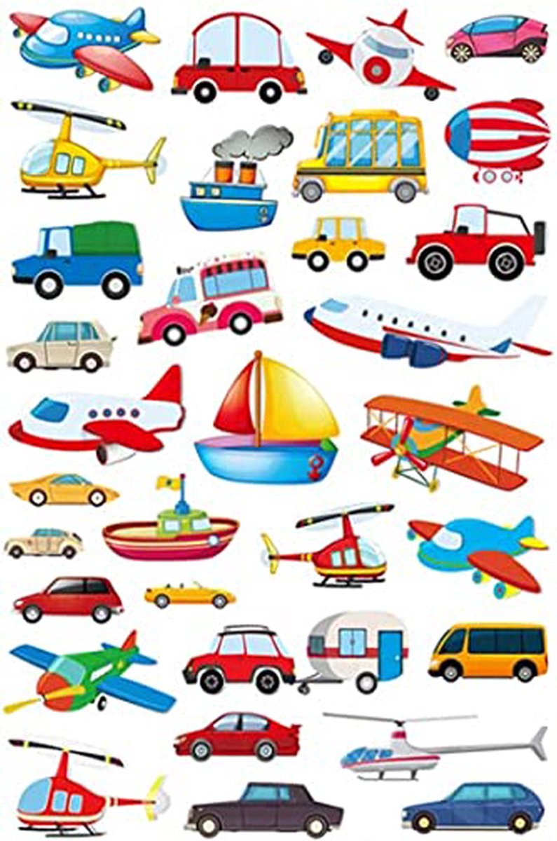 Stickervellen Transport - 4 Grote Stickervellen - Voertuigen Stickers - Stickers Jongen — afbeelding 9