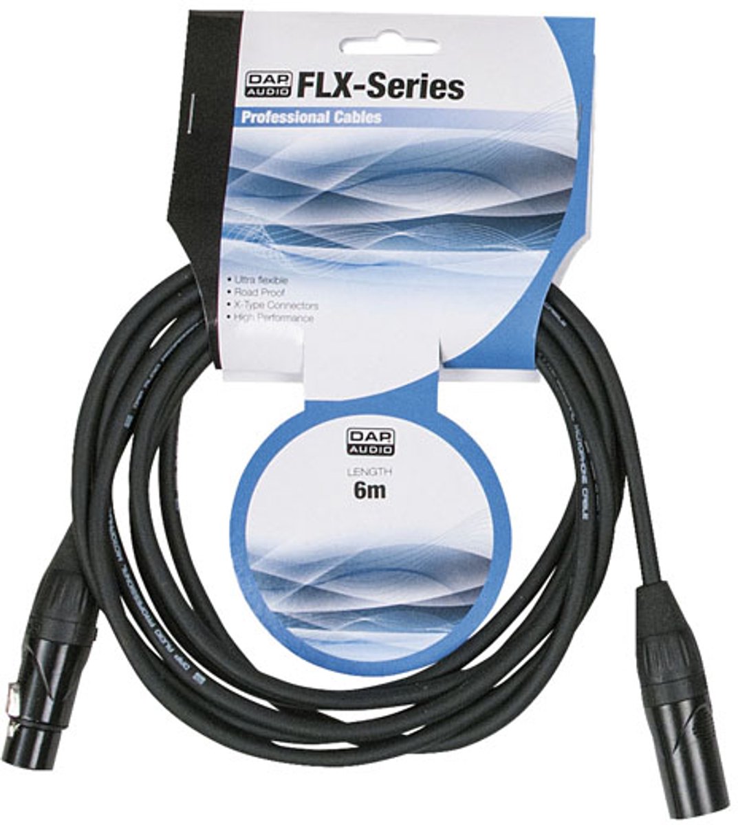 DAP FLX01 microfoon- en signaalkabel met X-type connectoren 6 meter