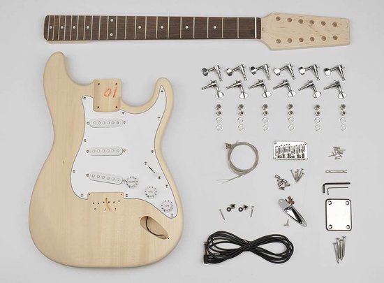 kit de montage guitare, modèle Stratocaster, corps tilleul, routage SSS, 21  frettes,... | bol.com