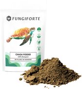 FungiForte Chaga Poeder - 100 gram - Chaga poeder - Non-GMO - Lab Tested - Weerstandverhogend supplement - Paddenstoel supplement
