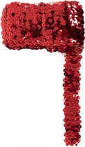 Paillettenband breed elastisch rood 3m