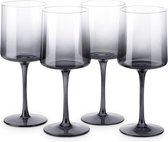 Navaris set van vier wijnglazen - Grijs getinte wijnglazen met hoge voet - Elegante wijnglazenset - Voor het serveren van wijn, cocktails, of desserts