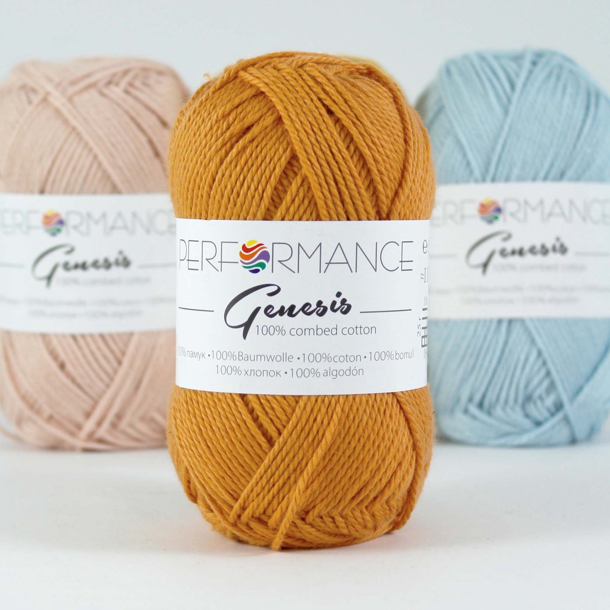 Genesis oranje bruin 2058 - 5 bollen gekamd katoengaren - pendikte 3,5 a 4mm