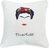 Housse de coussin - Tissu Gobelin Luxe - Frida Kahlo - fond crème - 45 x 45 cm