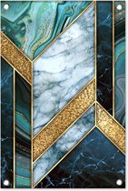 Tuindecoratie Marmer - Mozaïek - Goud - 40x60 cm - Tuinposter - Tuindoek - Buitenposter