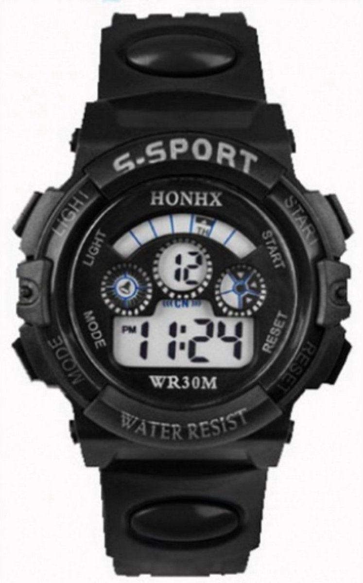 Hidzo Kinderhorloge S-Sport Ø 30 mm - Zwart - Kunststof