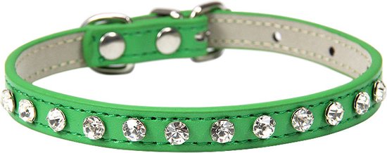 Hundehalsband Aus Leder Mit Strass-Steinen – Schwarz, Halsumfang 29-36 Cm, Breite 15 Mm