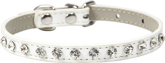 Hundehalsband Aus Leder Mit Strass-Steinen – Schwarz, Halsumfang 29-36 Cm, Breite 15 Mm