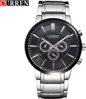 Curren Horloge Ø 37 mm - Zilver/Zwart - Inclusief horlogedoosje