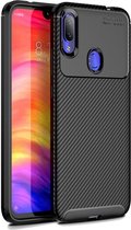 Redmi Note 7 Siliconen Carbon Hoesje Zwart