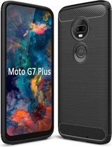 Motorola Moto G7 Plus Geborsteld TPU Hoesje Zwart