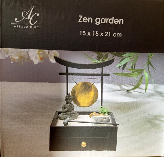Jardin Zen Bouddha Tiroir 21cm Noir