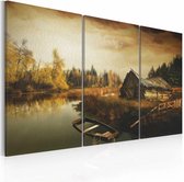 Schilderij - Verlaten Hut ll, 3luik , multikleur ,  wanddecoratie , premium print op canvas