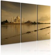 Schilderij - Taj Mahal, India, Sepia, 3luik, wanddecoratie