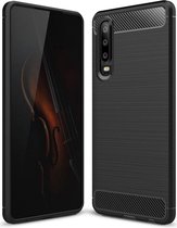 Huawei P30 Geborsteld TPU Hoesje Zwart