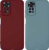 kwmobile 2x telefoonhoesje geschikt voor Xiaomi Redmi Note 11 / Note 11S hoesje - Back cover voor smartphone - In bordeaux-violet / antieksteen