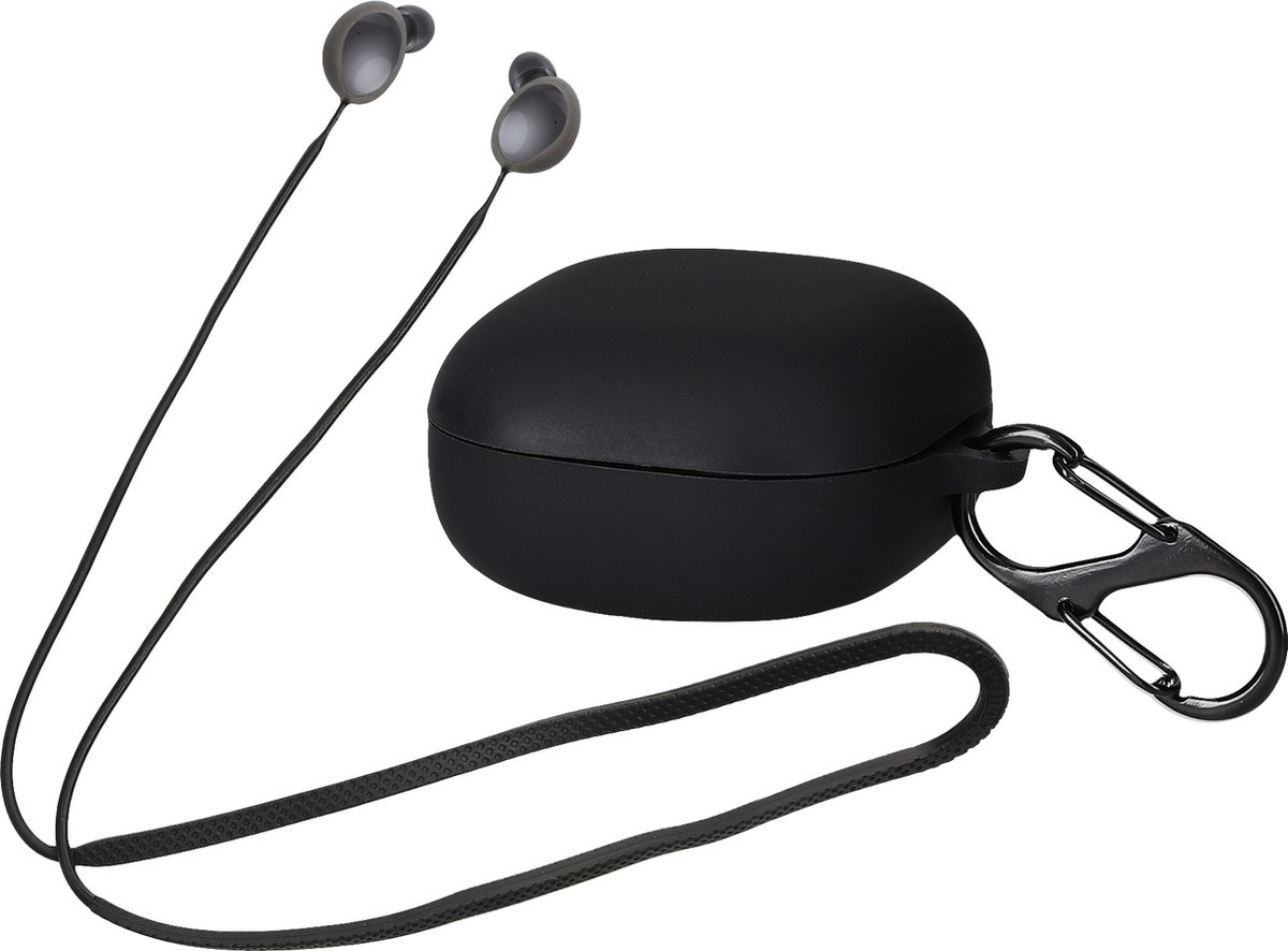 kwmobile set case & koord voor oordopjes - Compatibel met Samsung Galaxy Buds 2 - 2x 80 cm - In zwart / zwart