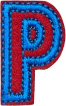 Alfabet Letter Strijk Embleem Patch Rood Blauw Letter P / 2 cm / 3.4 cm