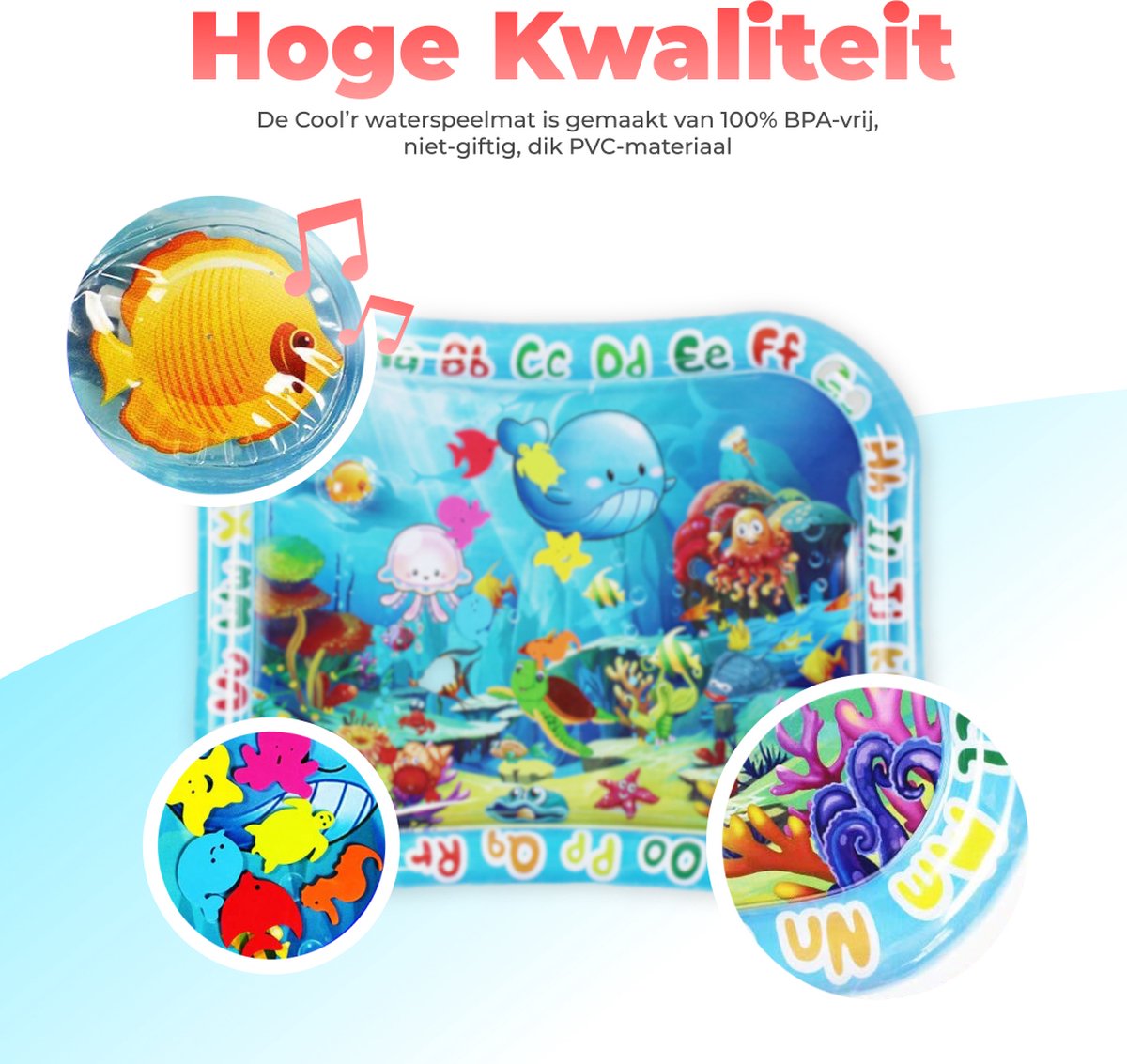 COOL'R® XXL Waterspeelmat - Met geluid - Speelmat - Opblaasbaar baby water speelmat - Speelkleed - Waterspeelgoed - Baby speelgoed 0 jaar - Kraamcadeau - Kinderspeelgoed - Tummy Time - Baby Gym — afbeelding 3