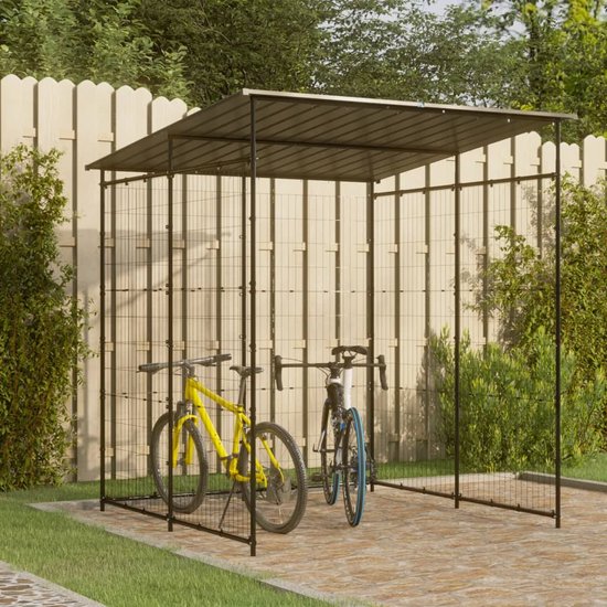 WELS Garage à vélos pour 2 vélos - Abri à vélos - Abri de vélo en métal -  Abri de jardin - Cache-poubelles - 123 x 165 x 178 cm