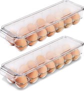 BOTC Eiermand – Eierrek – Eierhouder – Eieren - set van 2 stuks - Eierhouder voor koelkas - Transparante - Koelkast Organizer