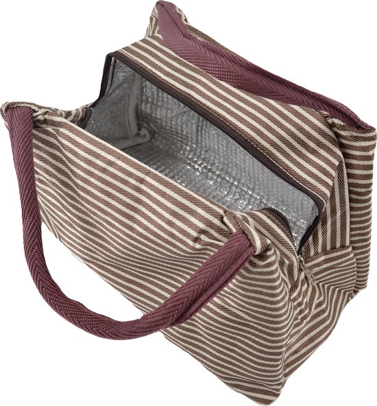Koeltas - Bruin/Wit | Lunchtas | Polyester / Nylon | 23x15x20 cm | Fashion Favorite van Fashion Favorite — afbeelding 3