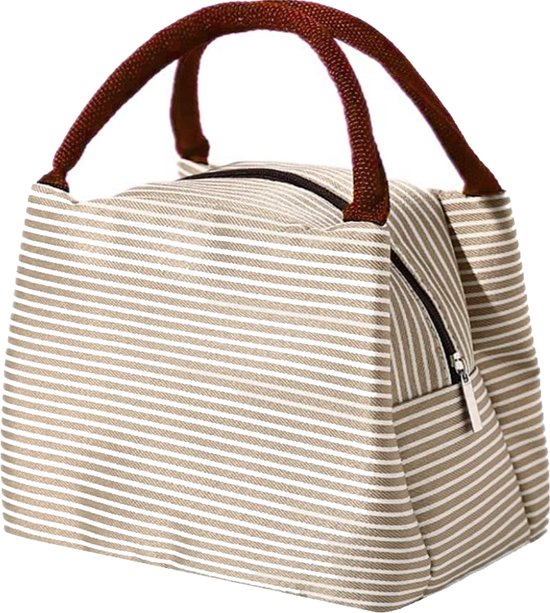 Koeltas - Beige/Wit | Lunchtas | Polyester / Nylon | 23x15x20 cm | Fashion Favorite