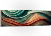 Hout - Abstracte Golvende Vormen in Verschillende Kleuren - 150x50 cm - 9 mm dik - Foto op Hout (Met Ophangsysteem)