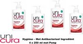 Unicura Handzeep - Hygiëne - 4 x 250 ml - Met Pomp