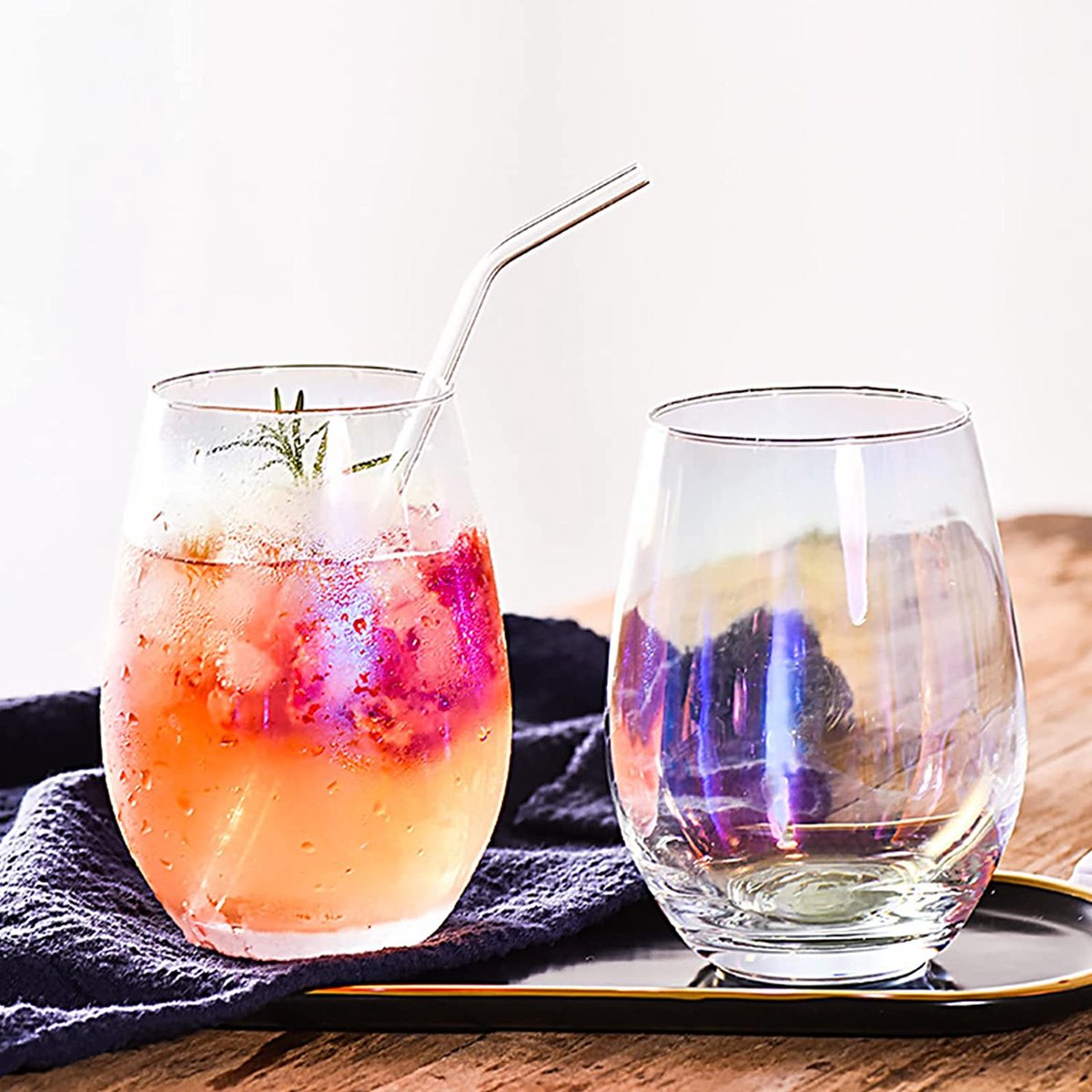 Verres à Cocktail Sans Pied - Lot De 3 Verres En Cristal Transparent - Pour Rhum, Whisky, Vin, Margarita - 235ml, 300ml, 435ml