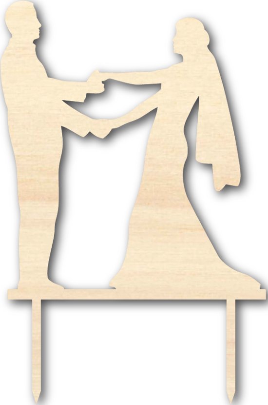 Houten caketopper / taarttopper - Bruidspaar dans2 - Taart / Cake topper op bestelling gemaakt