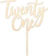 Houten caketopper / taarttopper - TwentyOne - Taart / Cake topper op bestelling gemaakt