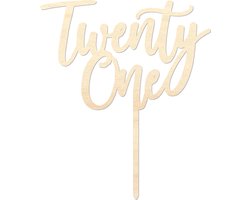 Houten caketopper / taarttopper - TwentyOne - Taart / Cake topper op bestelling gemaakt