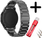 Smartwatch bandje 22mm - Titanium horlogeband geschikt voor Samsung Galaxy Watch 46mm / Watch 3 45mm / Gear S3 Classic & Frontier - Fossil / Polar Vantage M / M2 / V3 / Grit X / Grit X Pro - Amazfit GTR 47mm / GTR 2 / GTR 3 - donkergrijs