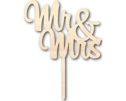 Houten caketopper / taarttopper - Mr & Mrs 4 - Taart / Cake topper op bestelling gemaakt