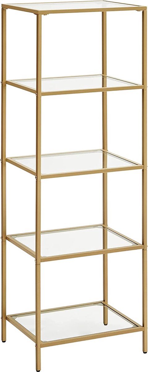 Badkamerkast - Badkamerrek - Wandmeubel - Opbergrek - Badkamermeubel - 40 x 30 x 124.5 cm - Staal - Glas - Goud