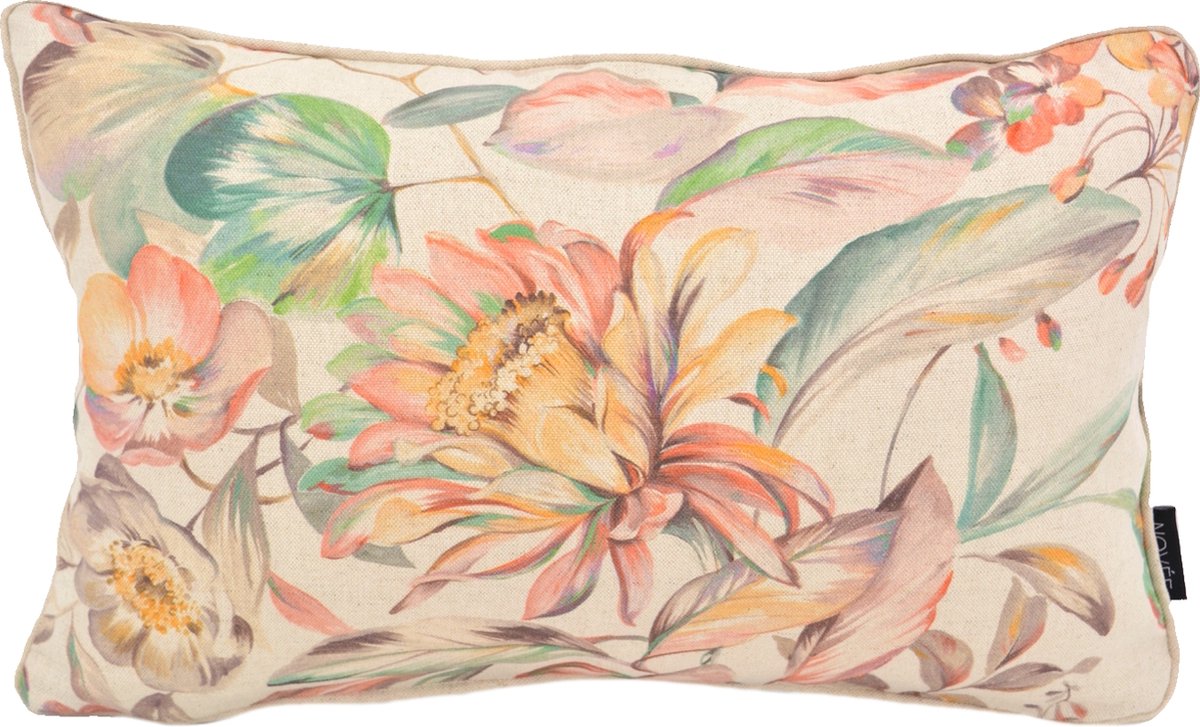 NOVÉE Sierkussen Ziya Rosa | 30 x 50 cm | Katoen/Linnen Beige-Roze