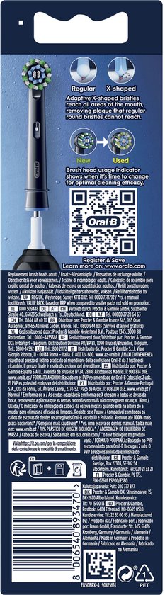 Oral-B Cross Action Pro - Opzetborstels - Met CleanMaximiser Technologie - Zwart - 4 Stuks - Oral B