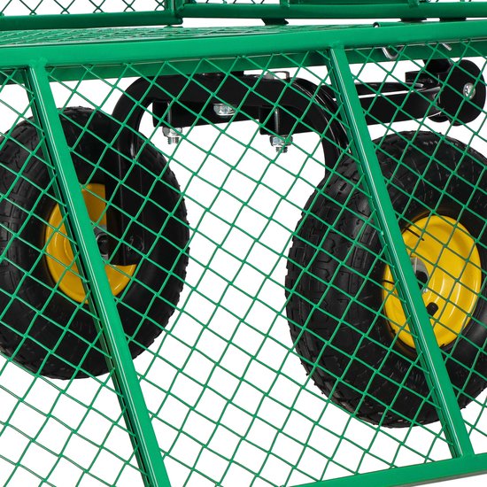 Springos Bolderkar - Metalen Bolderkar - Tuinkar - 205L - 180 x 51.5 x 72 cm - Groen van Springos — afbeelding 4