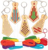 Stropdas sleutelhanger borduursets van hout - borduren - stropdas- sleutelhanger - moederdag - liefde - vaderdag - verjaardag - cadeautje - leren borduren